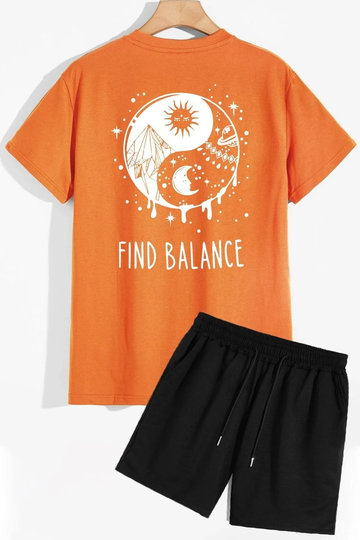 trendypassion  Ying Yang Shorts T-Shirt-Trainingsanzug-Set
