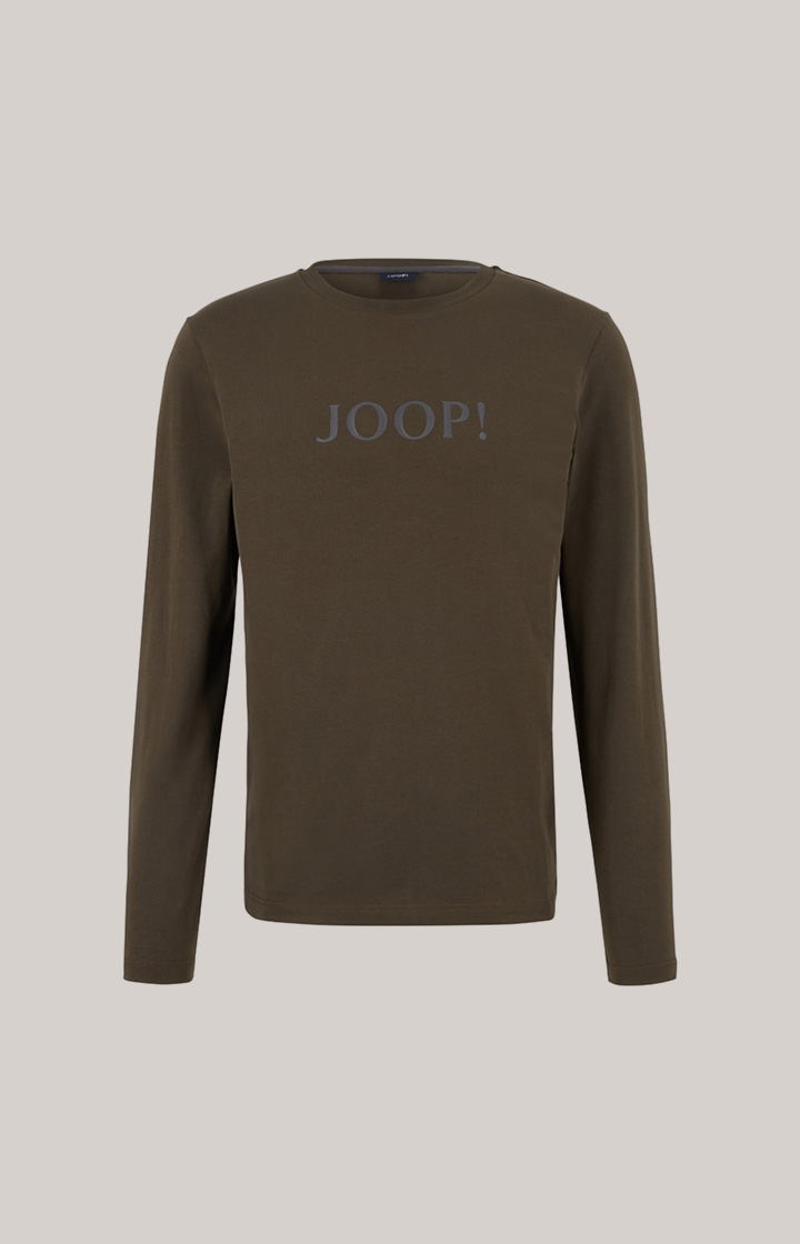 Loungewear Longsleeve in Dunkelgrün-Braun