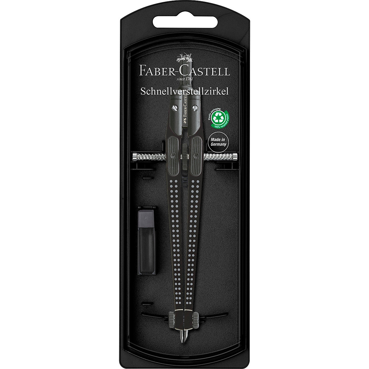 Schnellverstellzirkel GRIP, schwarz, inkl. Ersatzteilen & Minen