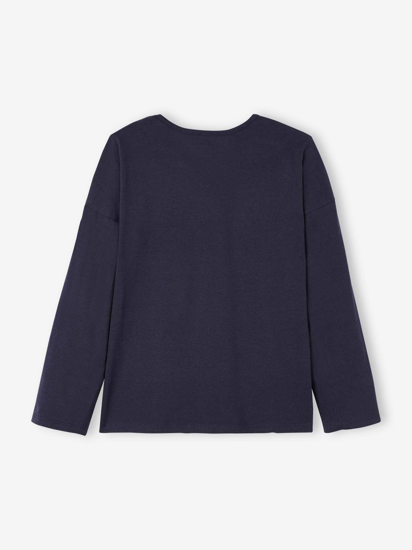 Tee-shirt grily fille détails irisés. bleu marine
