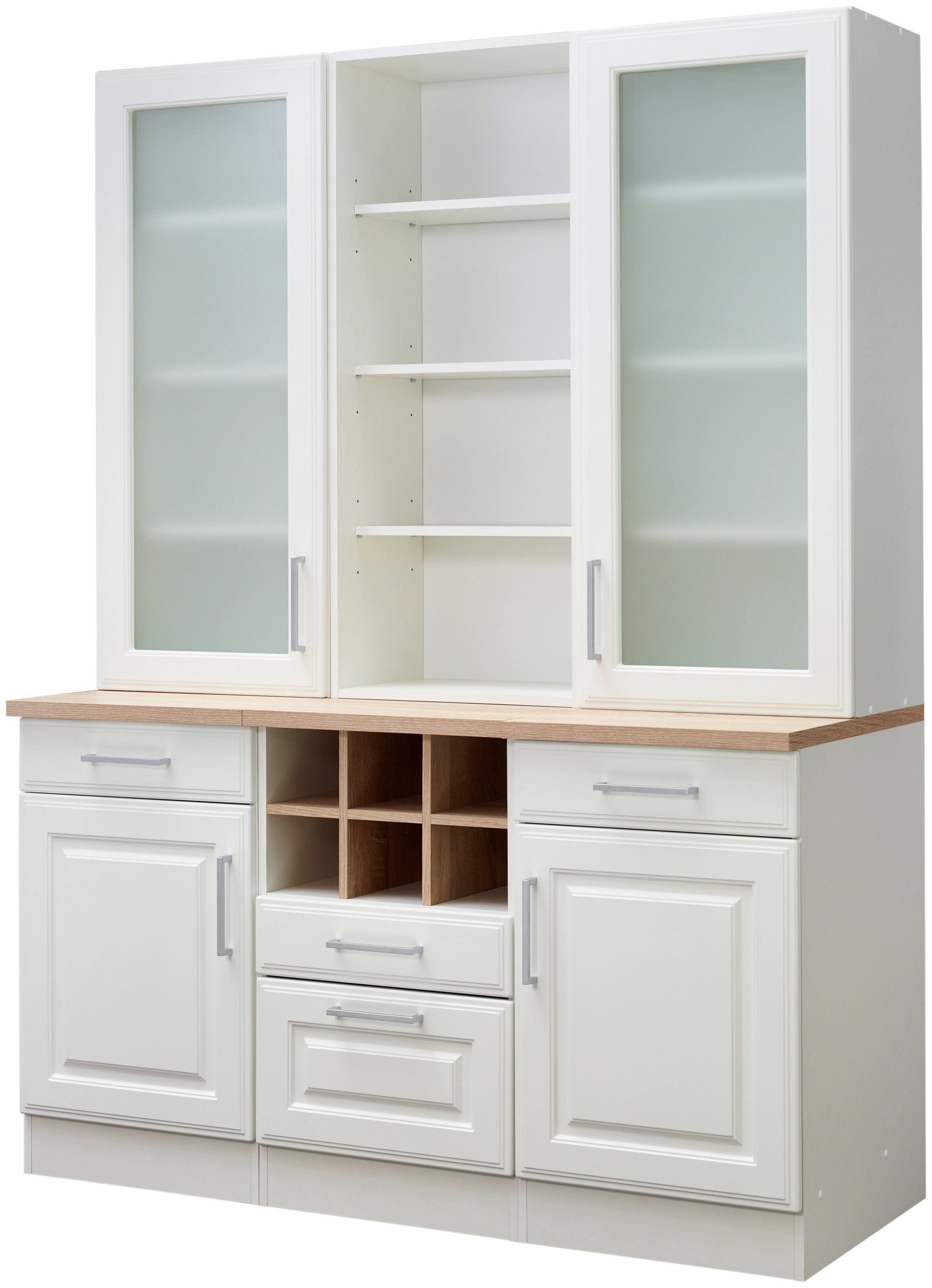 HELD MÖBEL Küchenbuffet Stockholm hochwertige MDF-Fronten, 2 Glasrahmentüren, 200 cm hoch, viel Stauraum
