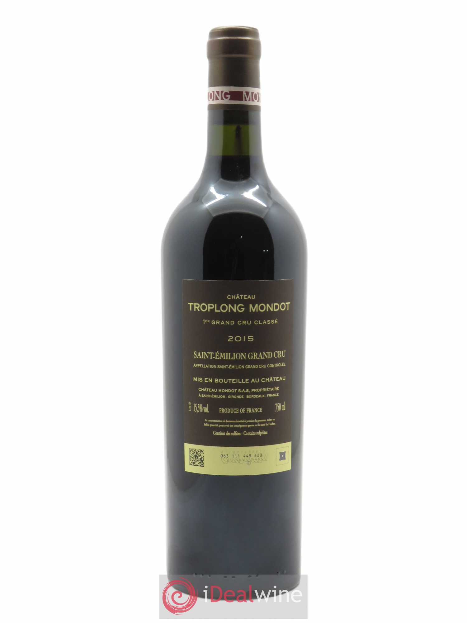 Château Troplong Mondot 1er Grand Cru Classé B (CBO à partir de 12 bts) 2015 - Lot de 1 Bouteille