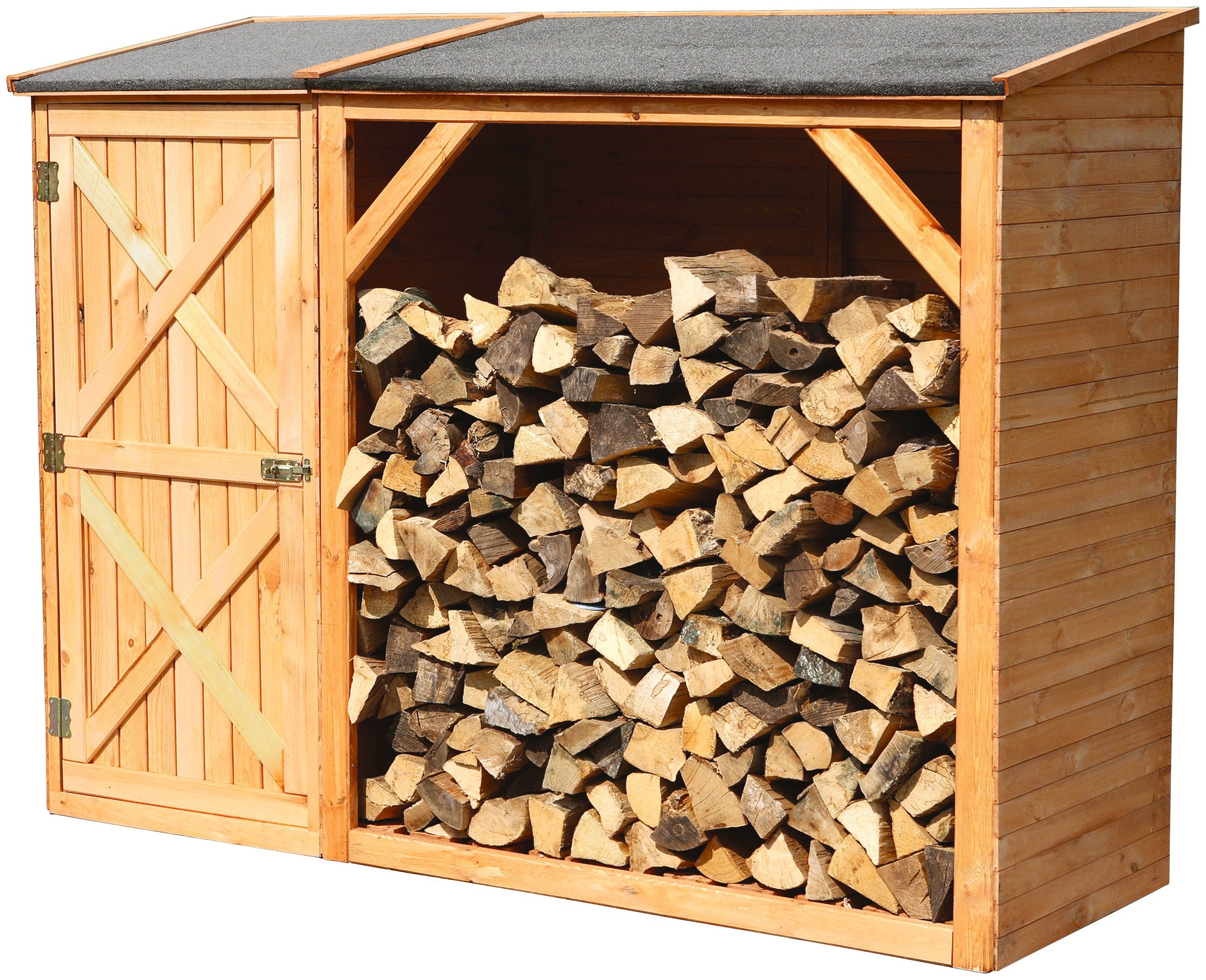 promadino Kaminholzregal Pforzheim, BxTxH:224x78x163 cm, mit Geräteschrank