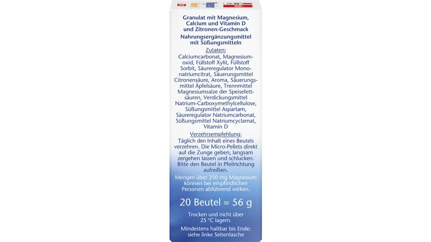 Doppelherz Magnesium + Calcium + D3 Direct 20 Portionen