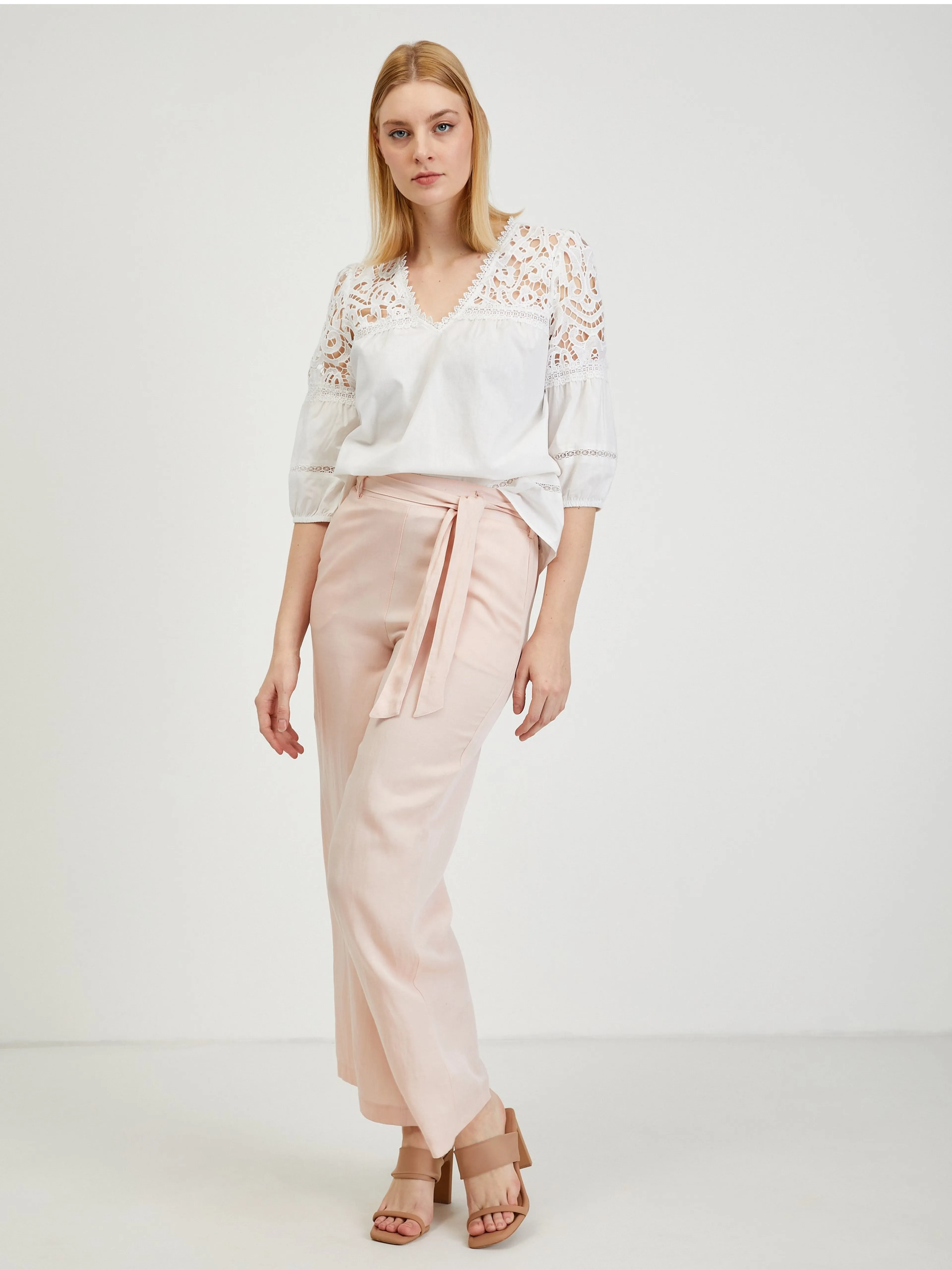 Hellrosa Damenhose mit Leinen ORSAY