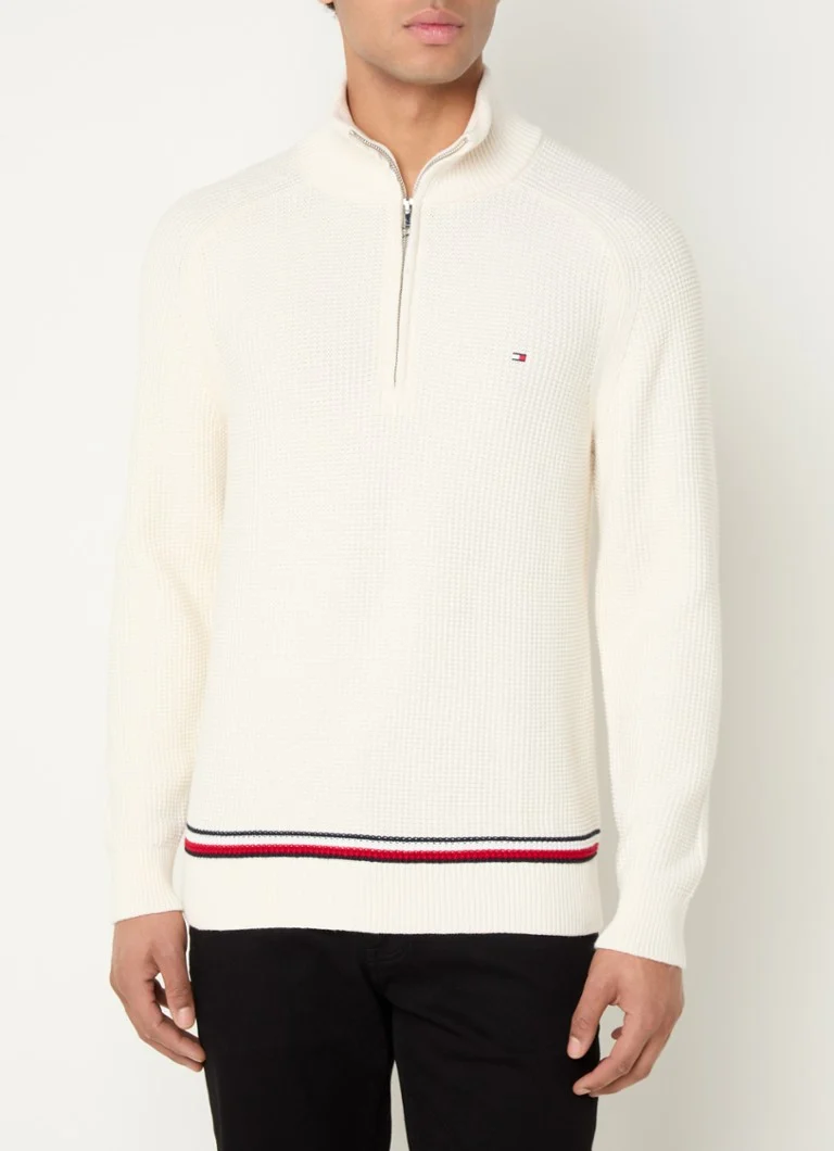 Tommy Hilfiger Chunky knit sweater with half zip and texture