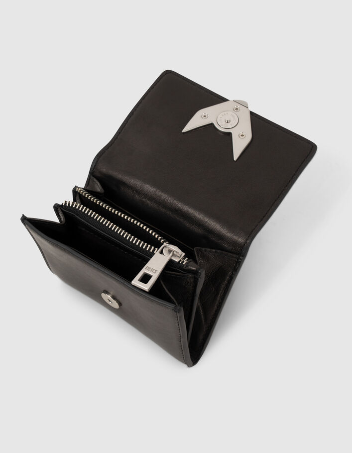 Le mini portefeuille 111 en cuir noir Femme