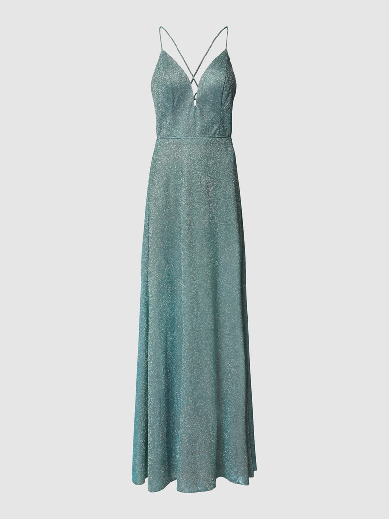 Abendkleid mit Effektgarn in grün