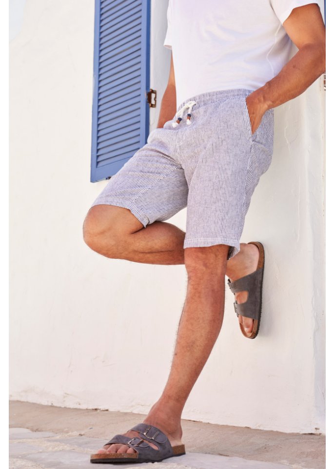 Bermuda mit Leinen, Regular Fit