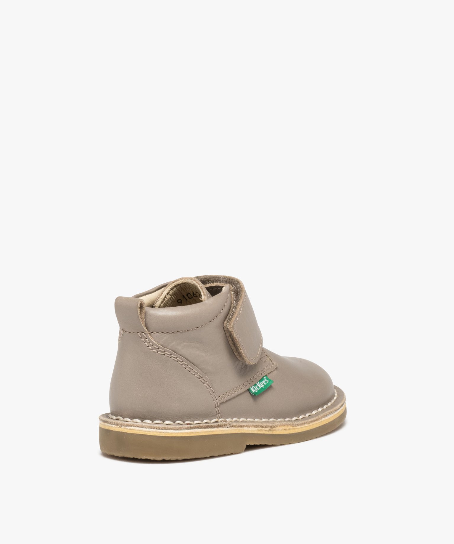 Bottes bébé fille en cuir uni à scratch - Kickers taupe | GEMO