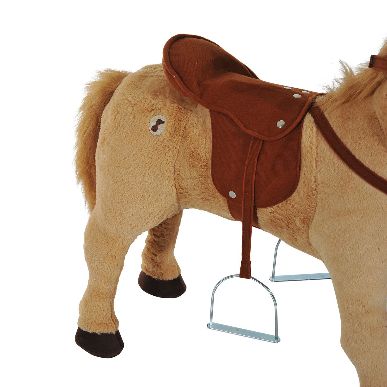 HOMCOM Reitpferd Spielpferd Plüschpferd Spielpferd für Kinder Stehpferd mit Sound Beige 85 x 28 x 60 cm