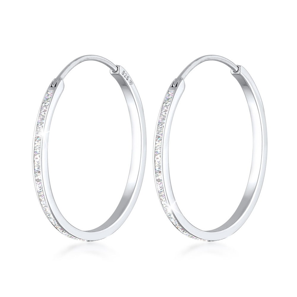 Elli Elli Boucles d'Oreilles Scintillement Hoops Boucles d'Oreilles Femme (925/1000) A Boucles d'oreilles