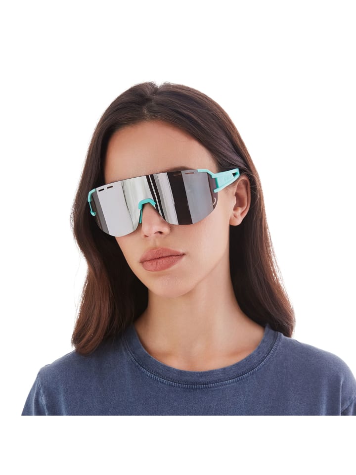 YEAZ SUNGLOW Sport-Sonnenbrille weiß/blau in grün / silber günstig kaufen onesize