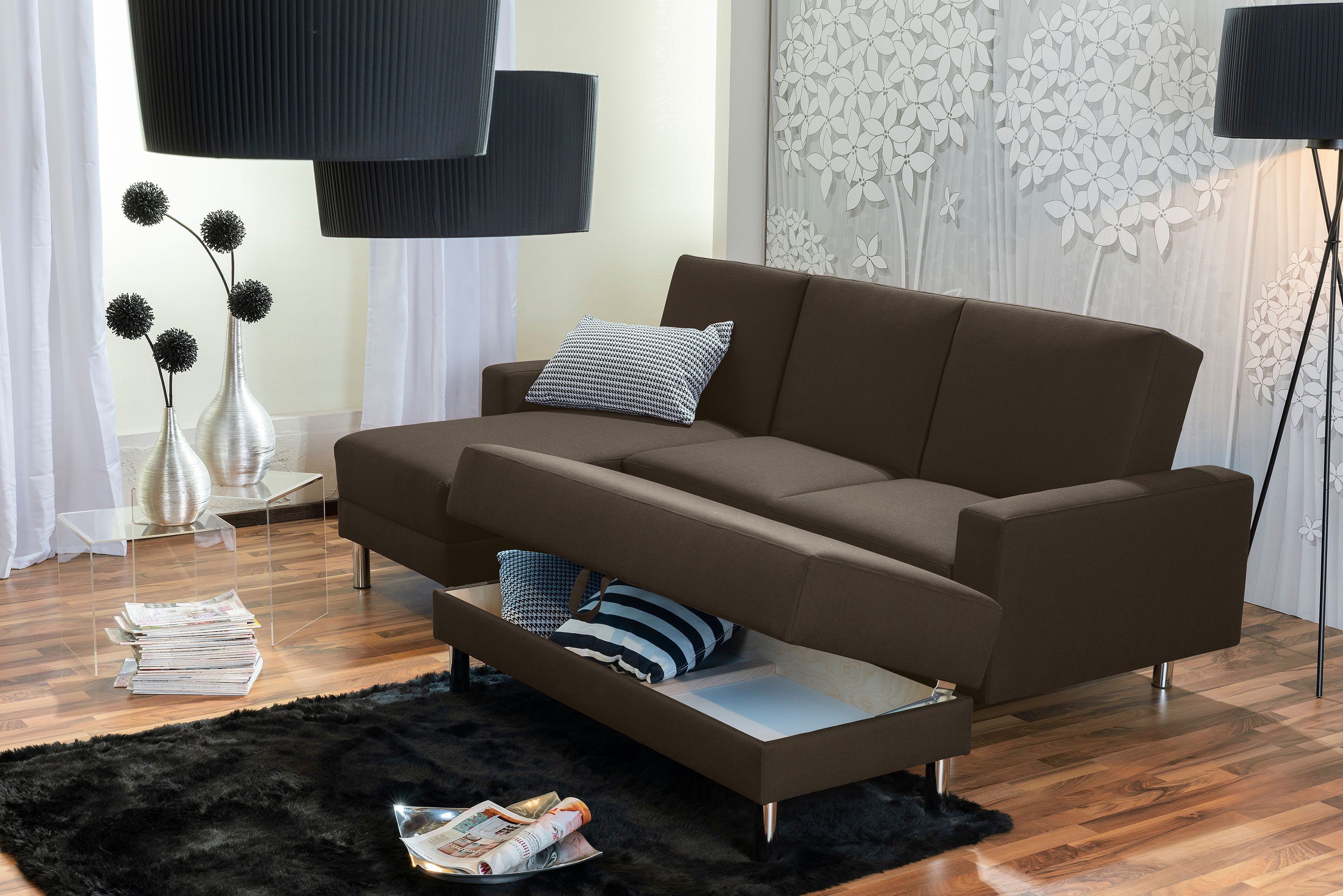 Max Winzer® Loungesofa Just Fashion Funktionssofa Flachgewebe braun, 1 Stück, Made in Germany