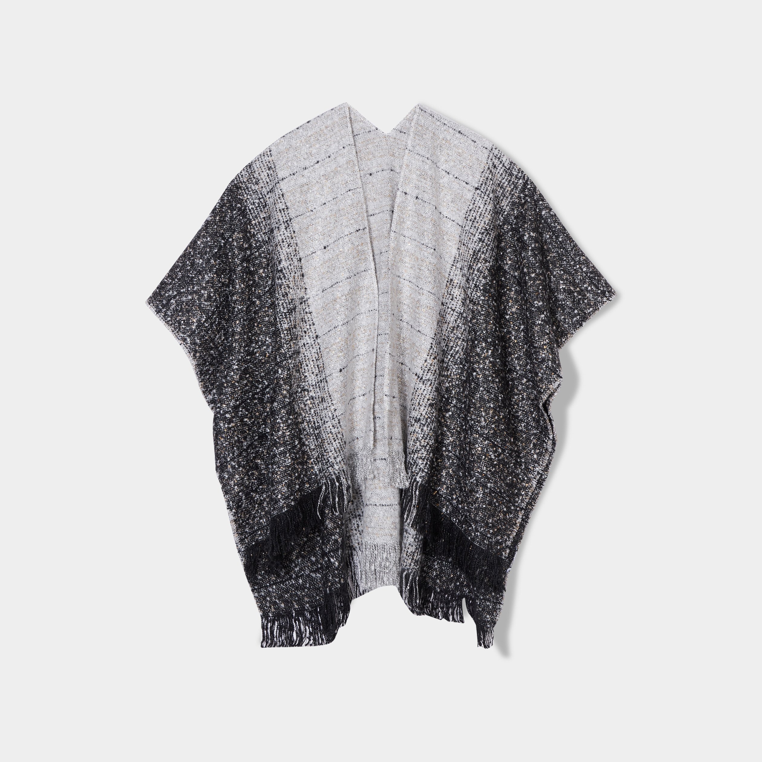 Poncho avec franges multicolore femme | La Halle