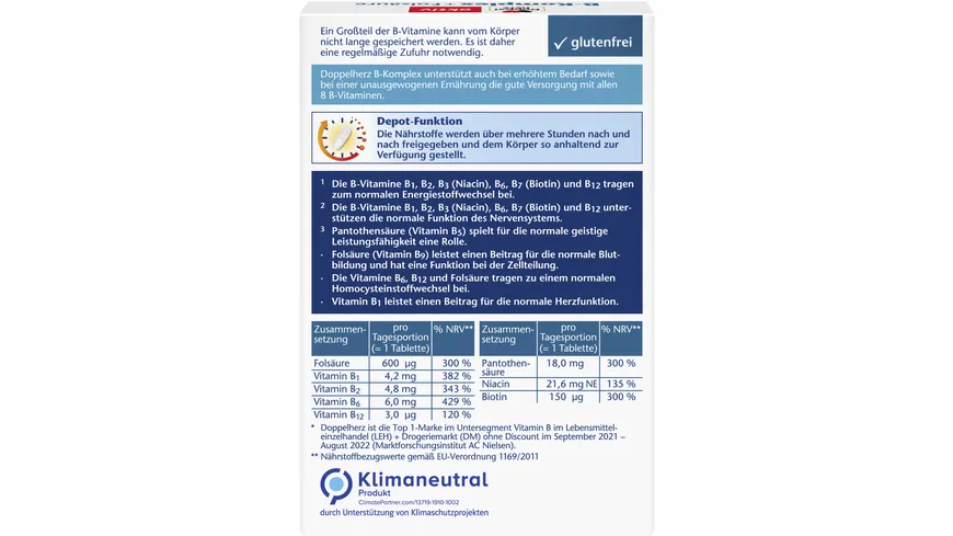 Doppelherz B-Komplex + Folsäure DEPOT 45 Tabletten
