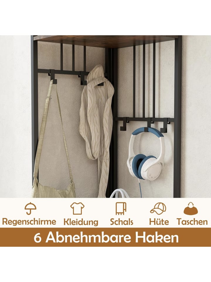 COSTWAY 180CM Garderobenständer Eck in Schwarz günstig kaufen onesize