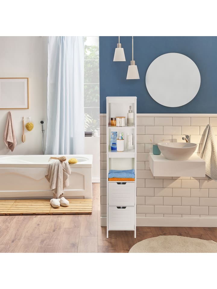relaxdays Badezimmerschrank in Weiß - (B)30 x (H)144 x (T)30 cm günstig kaufen onesize