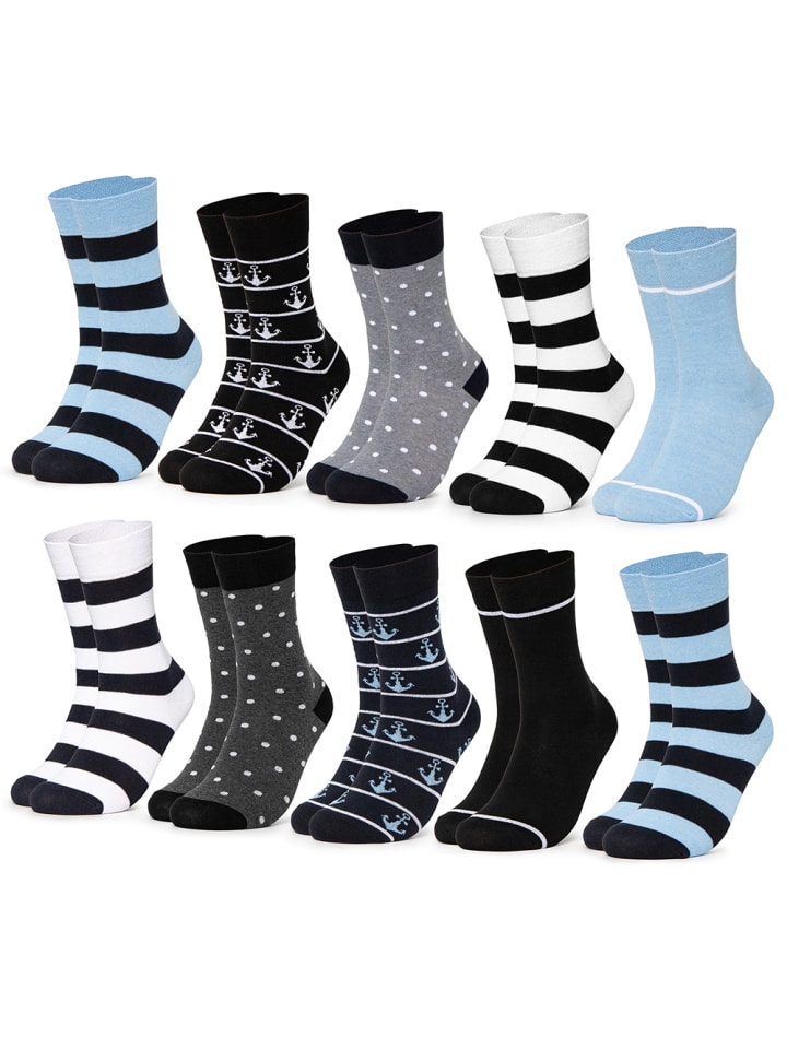 Occulto 10er Pack Muster Baumwollsocken Lotte in Blau günstig kaufen