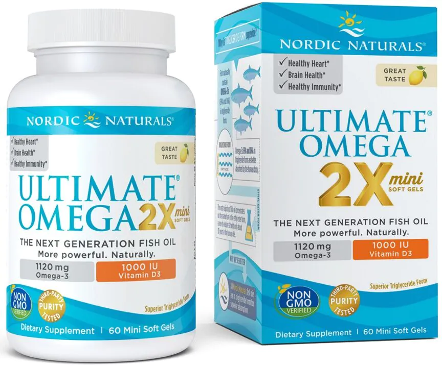 Nordic Naturals Ultimate Omega 2x Mini με βιταμίνη D3 1120 mg, Γεύση Λεμονιού, Κάψουλες