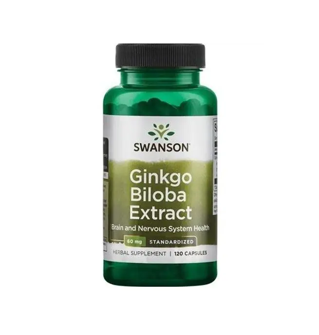 Cápsulas de 60 mg de extrato de Ginkgo Biloba da Swanson para suporte da memória