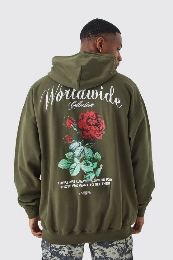 Oversize Hoodie mit floralem Worldwide Print