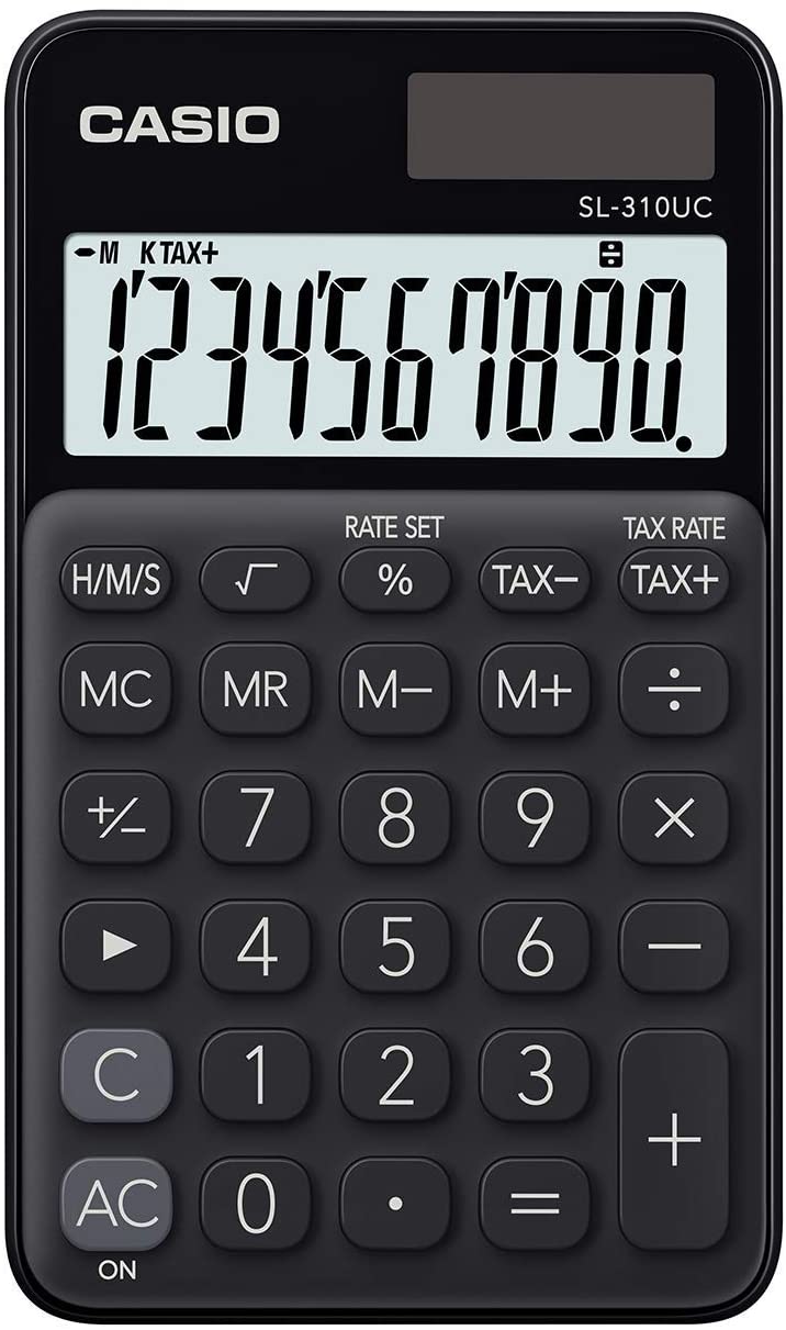 Casio SL-310UC - Taschenrechner, 10-stellig, in zehn Farbvarianten Schwarz