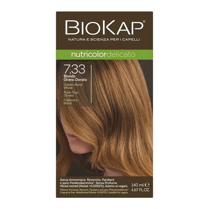 Βαφή μαλλιών Biokap Nutricolor Delicato, 7.33 Gold Plated Blonde