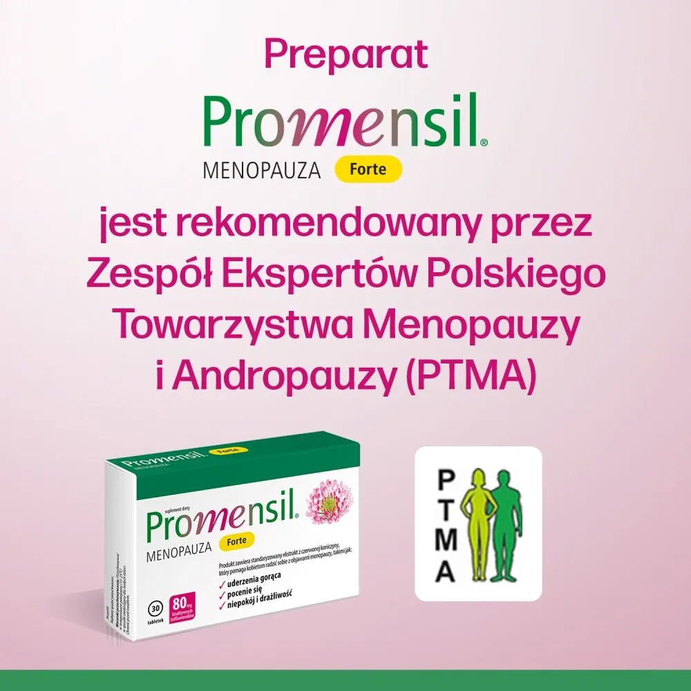 Promensil Forte, vaistas, palengvinantis menopauzės simptomus, tabletės
