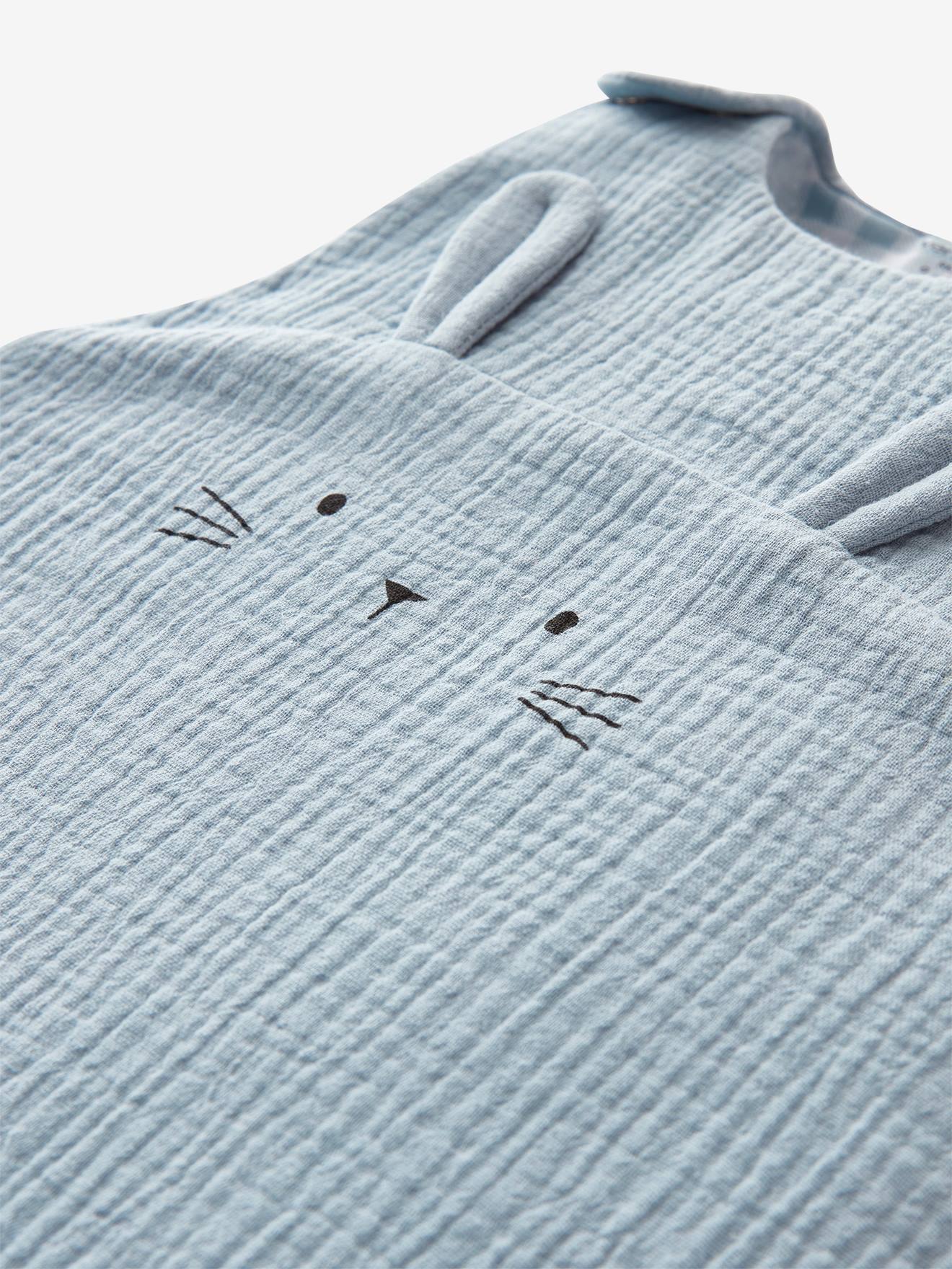 Vertbaudet Bio-Kollektion: Baby Sommerschlafsack LOVELY FARM aus Musselin - blau