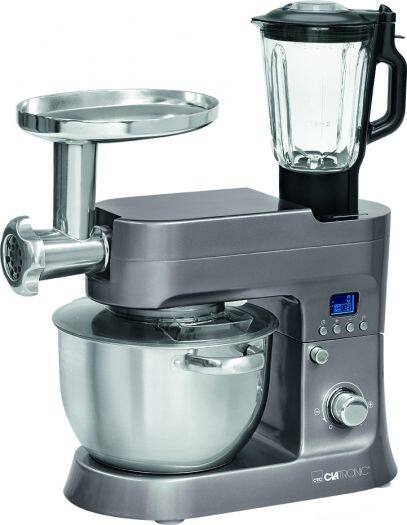Clatronic Küchenmaschine KM 3674 1200 W 6,2 l Edelstahl Grau