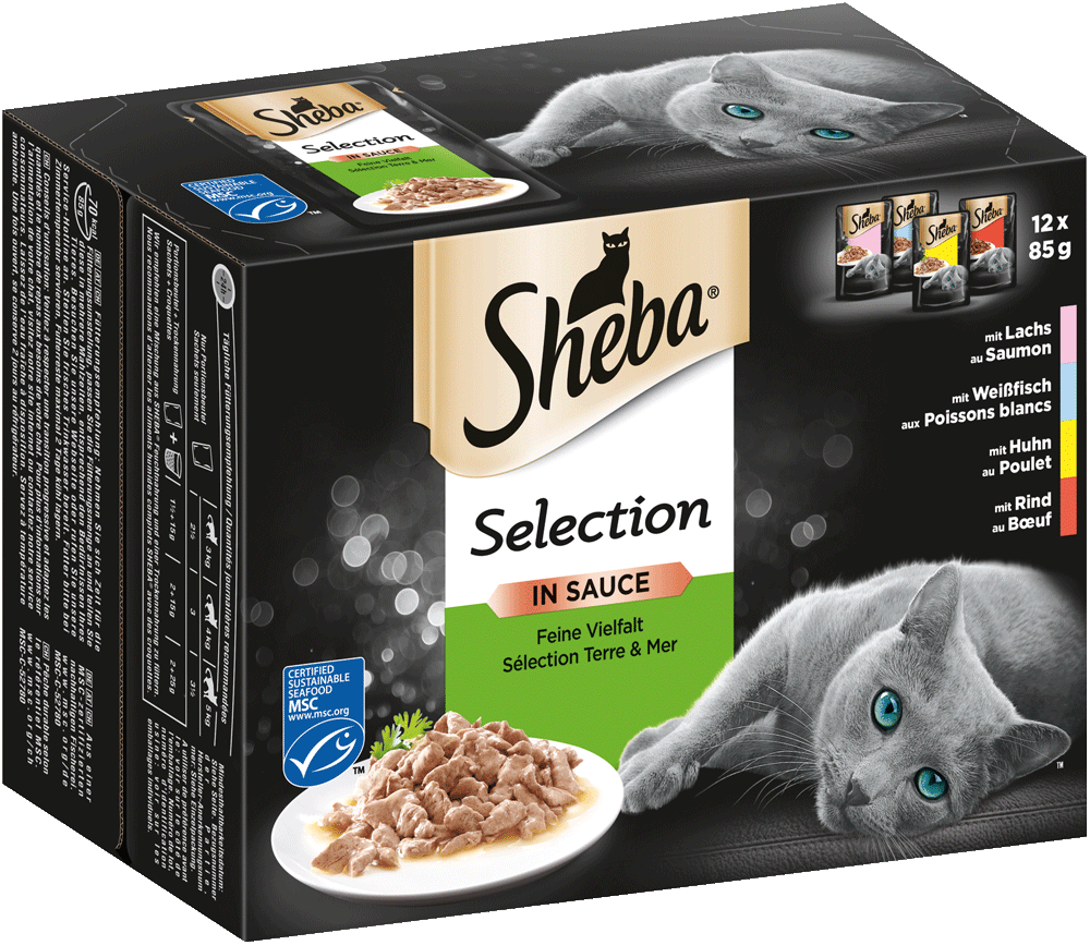 Sheba Portionsbeutel Multipack Selection in Sauce Feine Vielfalt 12 x 85g