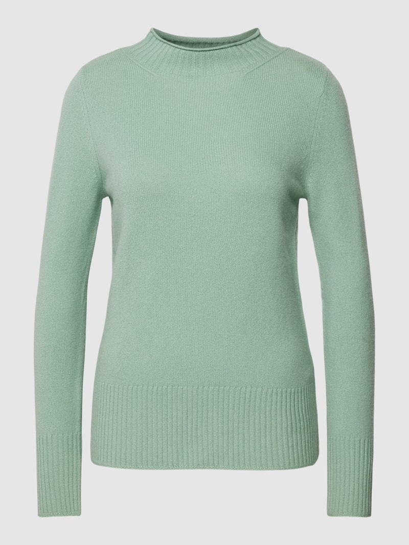 Strickpullover aus Wolle mit Stehkragen in schilf
