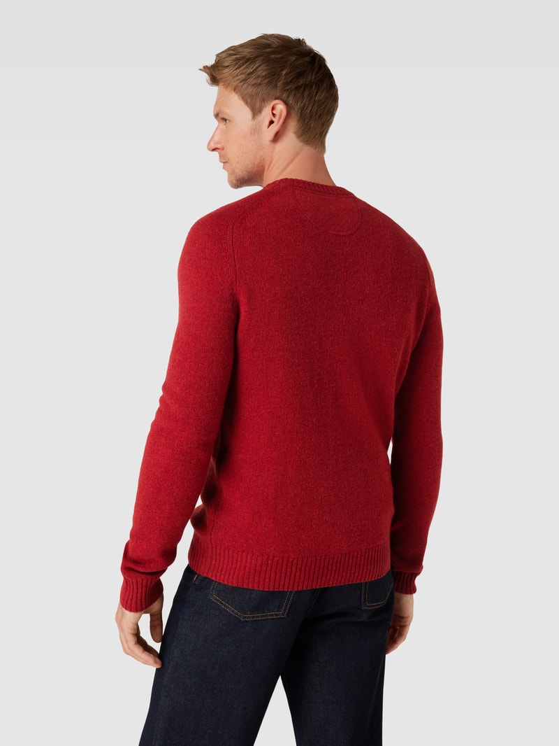 Strickpullover aus Lammwolle Modell 'TANGUY' in kirschrot meliert