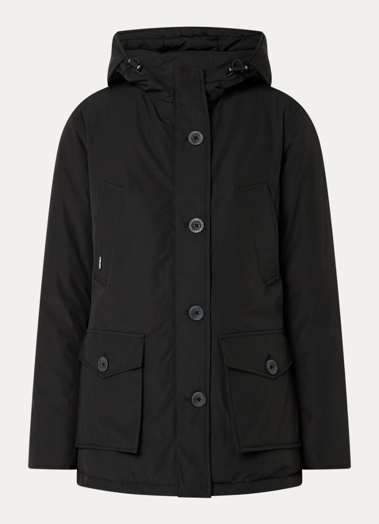 Parka acolchoada da Força Aérea com capuz e bolsos com aba.