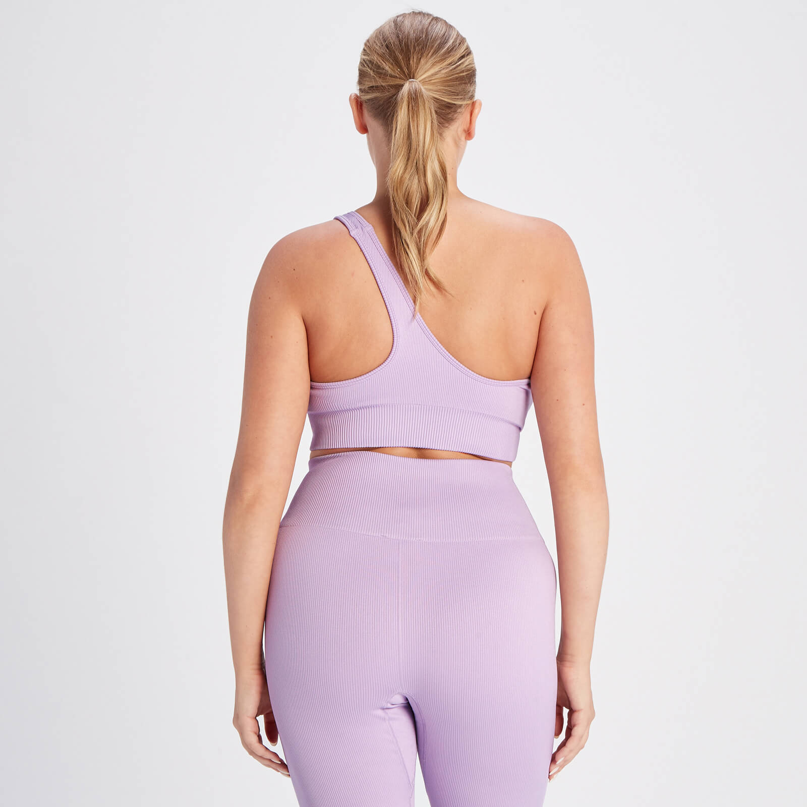 Brassière asymétrique côtelée sans coutures MP Tempo pour femmes – Lilas vif
