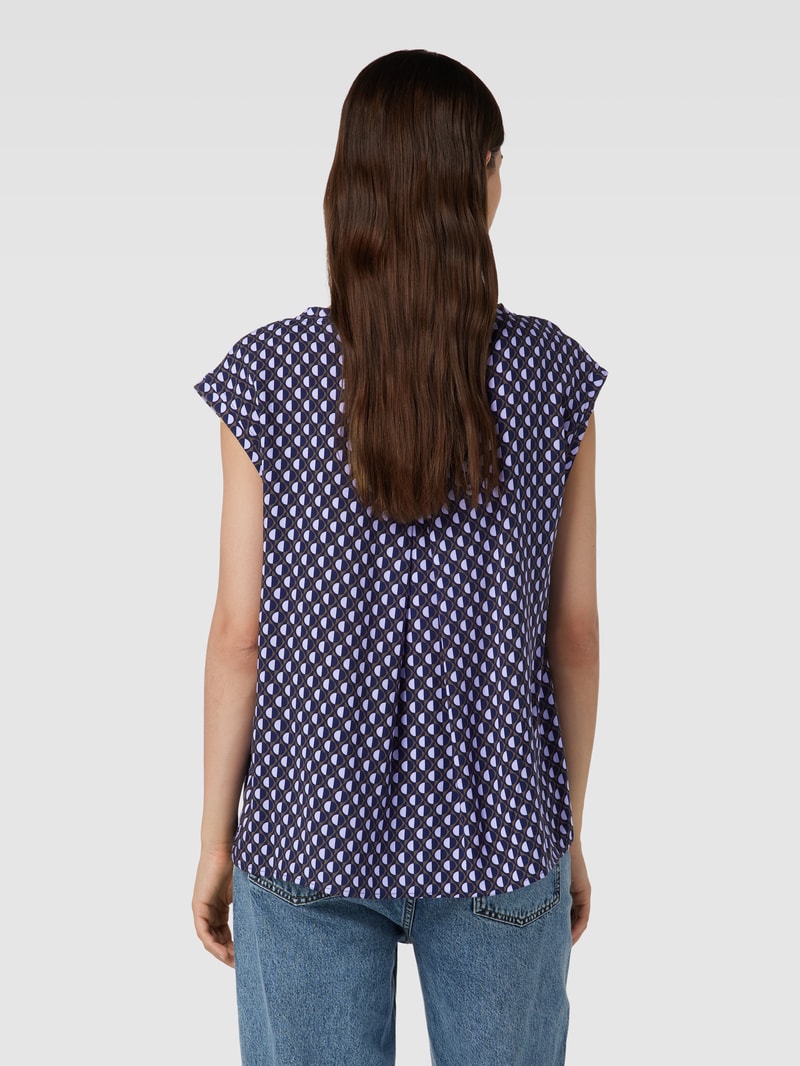 Bluse mit Allover-Muster Modell 'Fauni' in marineblau