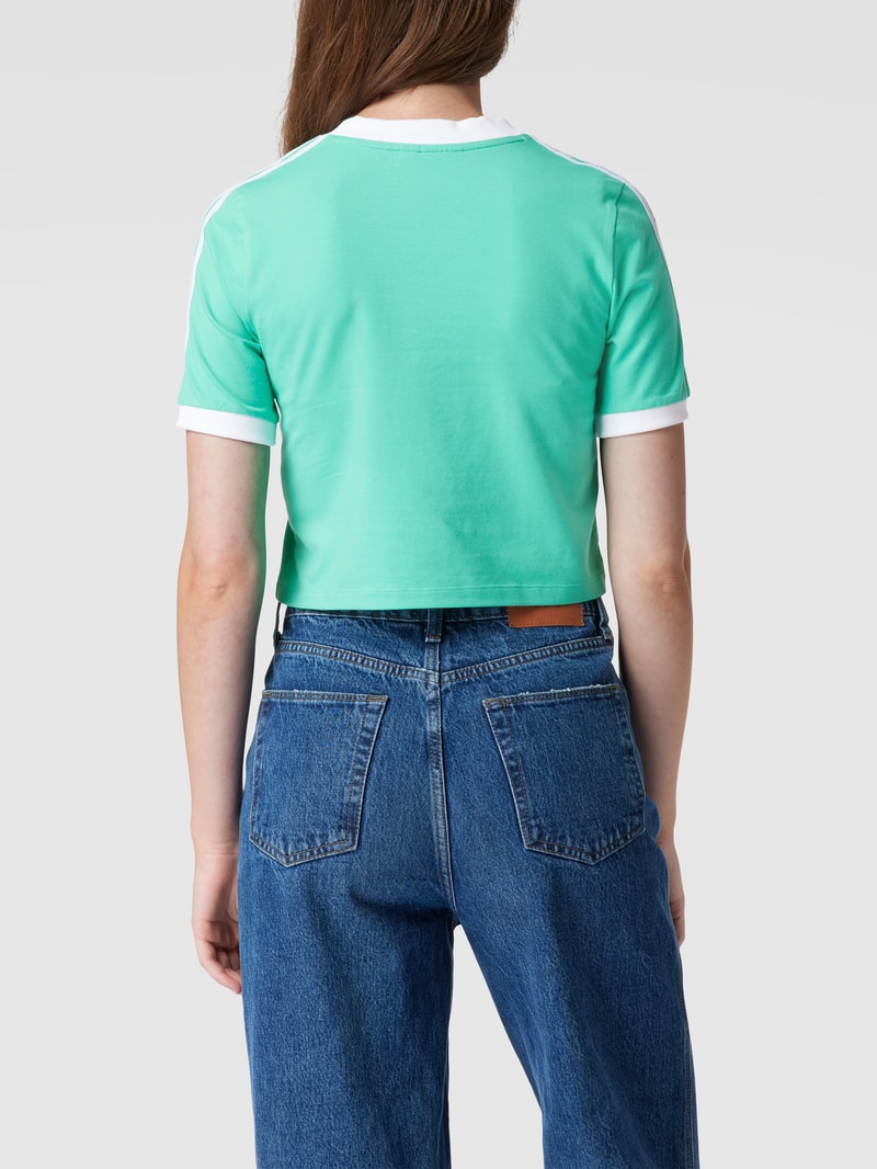 Cropped T-Shirt mit Label-Stitching in mint