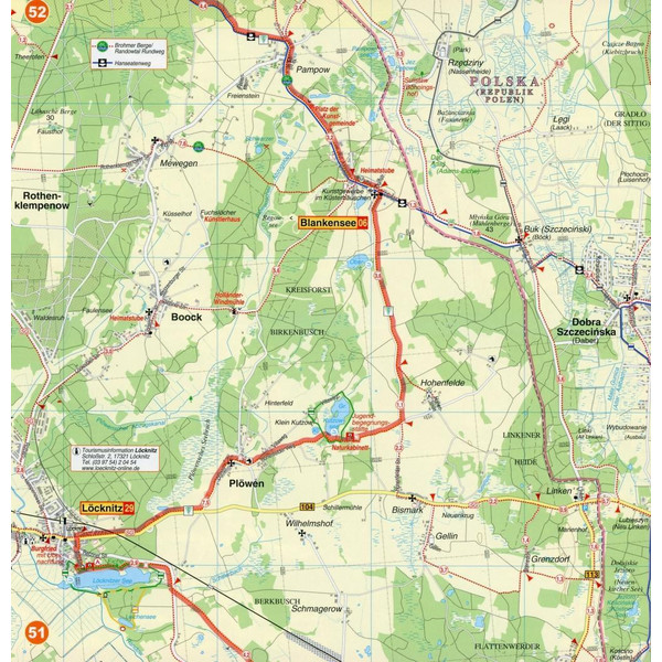 Radwander- und Wanderkarte mit Zick-Zack-Faltung Oder-Neiße-Radweg 1:60 000 - Wanderkarte
