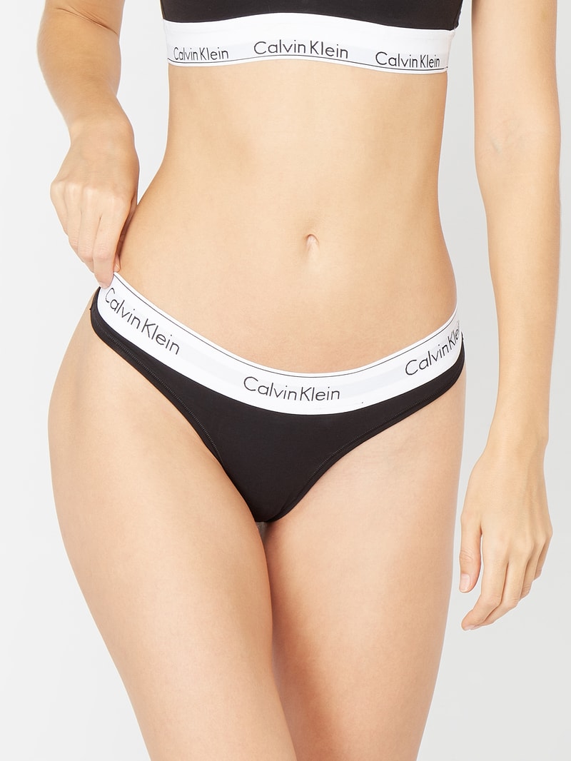 String mit Logo-Bund in schwarz