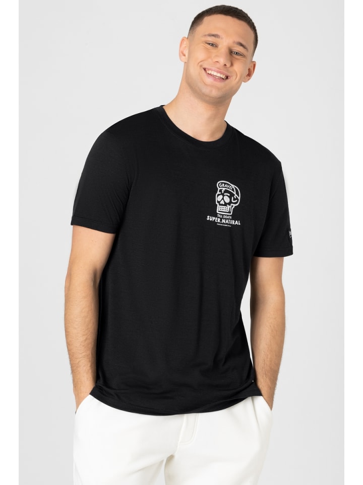 super.natural Merino T-Shirt M GRAVEL TEE in schwarz günstig kaufen