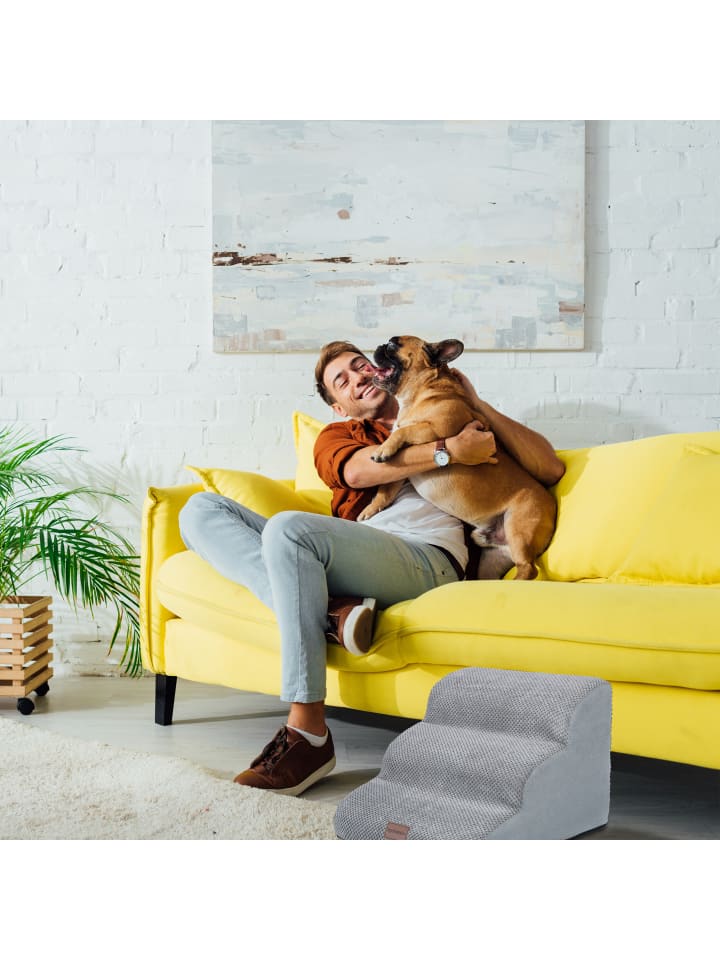 relaxdays Hundetreppe in Grau - (B)41 x (H)33 x (T)54 cm günstig kaufen onesize