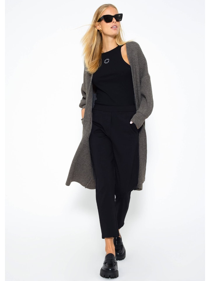 SASSYCLASSY Lang Cardigan mit Taschen in Dunkelgrau günstig kaufen