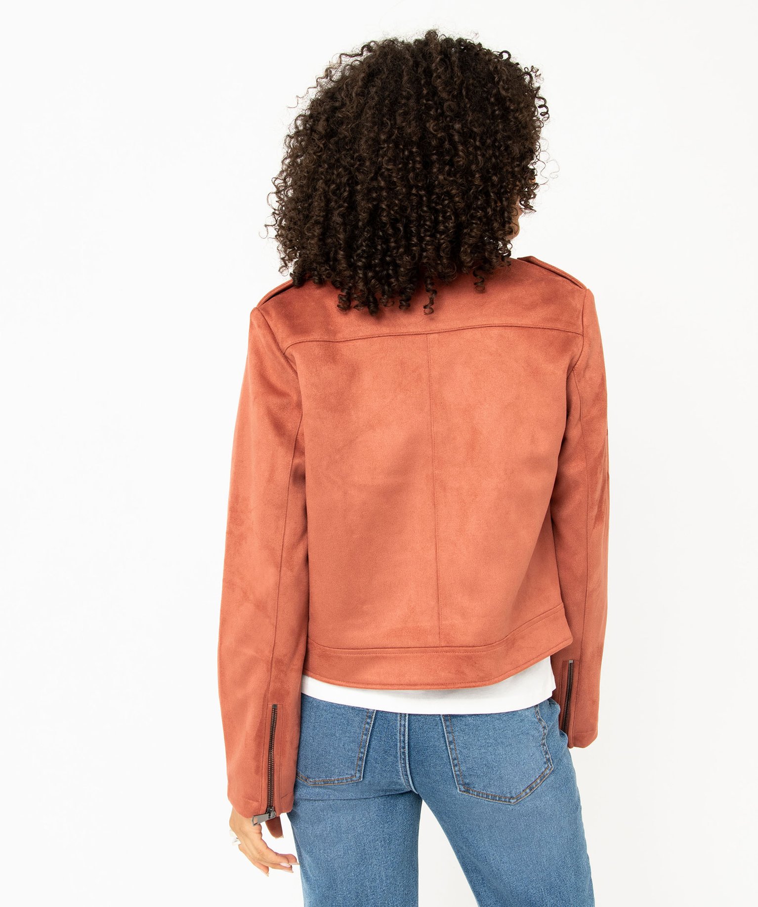 Blouson en suédine esprit biker femme rose | GEMO