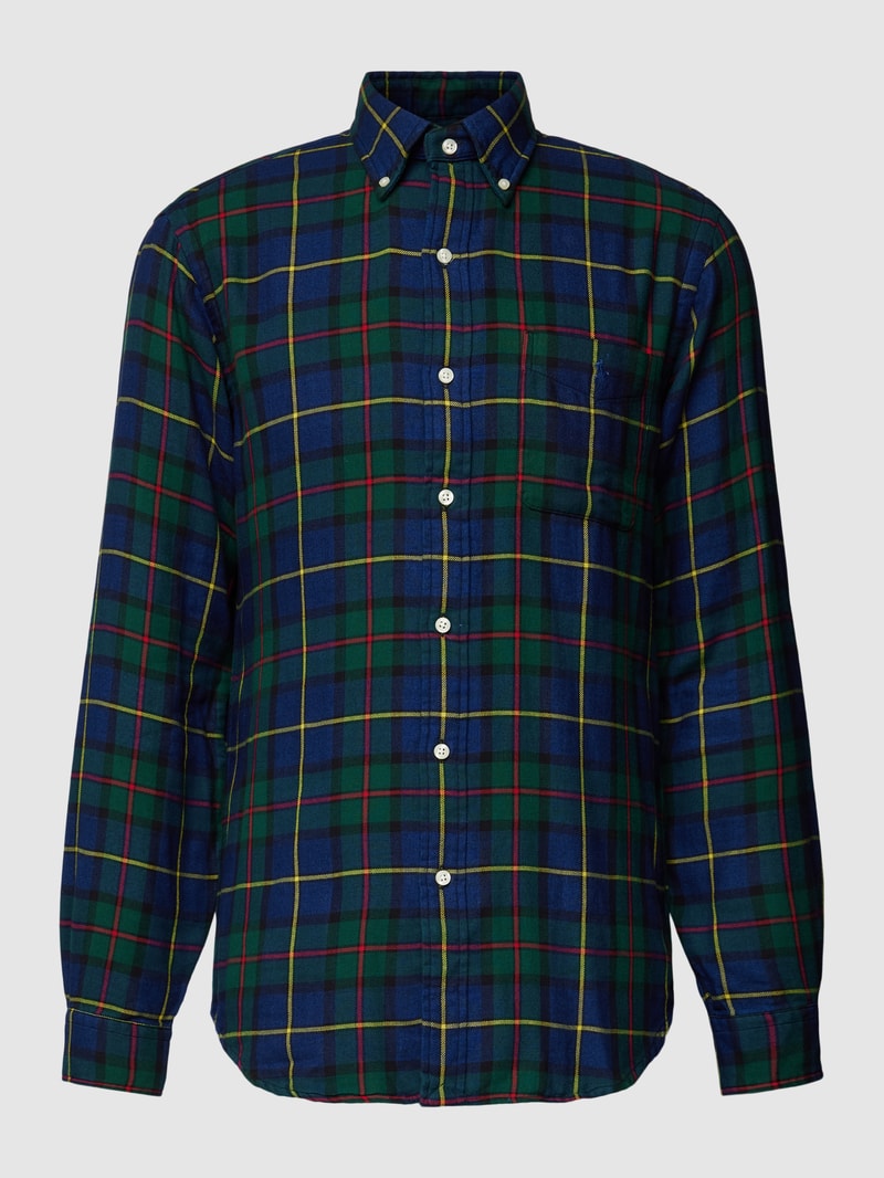 Custom Fit Freizeithemd mit Tartan-Karo in marineblau
