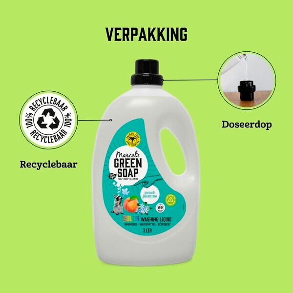 Marcel's Green Soap Őszibarack és Jázmin Színes ruhákhoz való mosószer 3L, 69 mosás