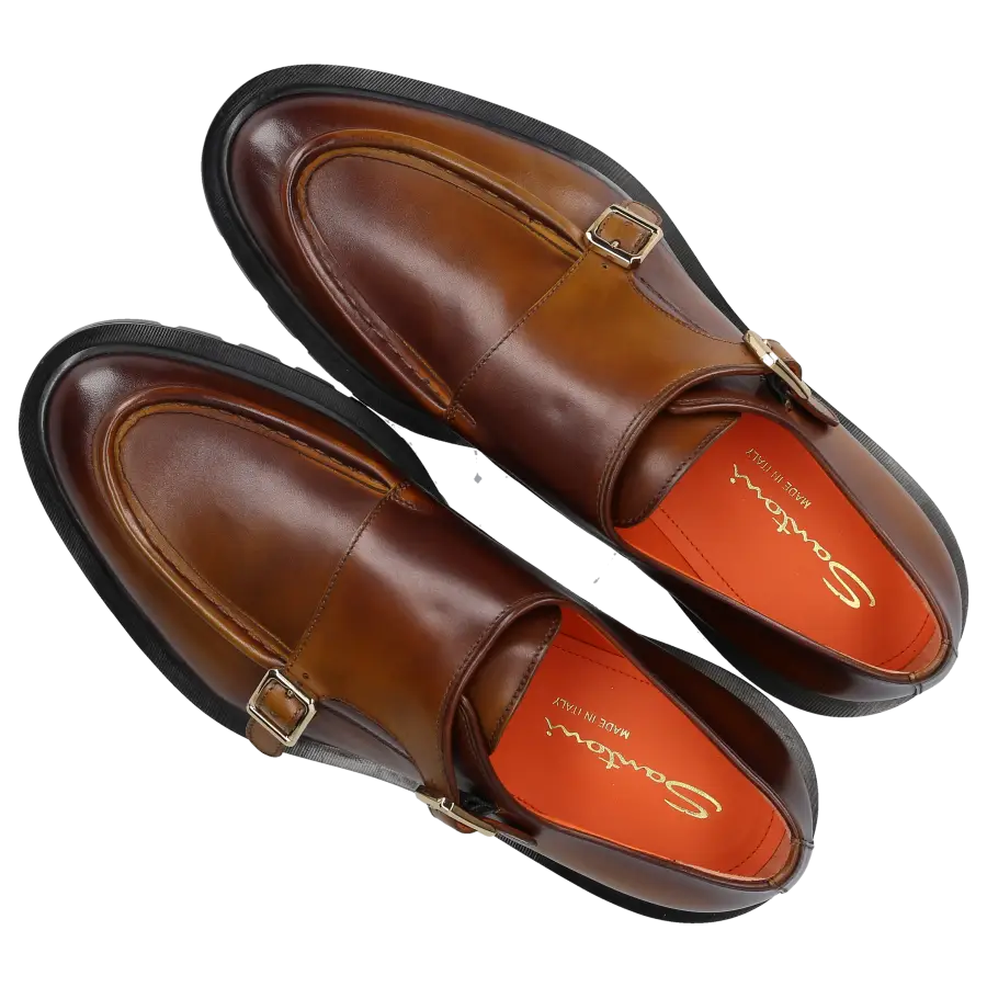 Santoni - Monk Schuhe 59605 Kalbsleder - braun