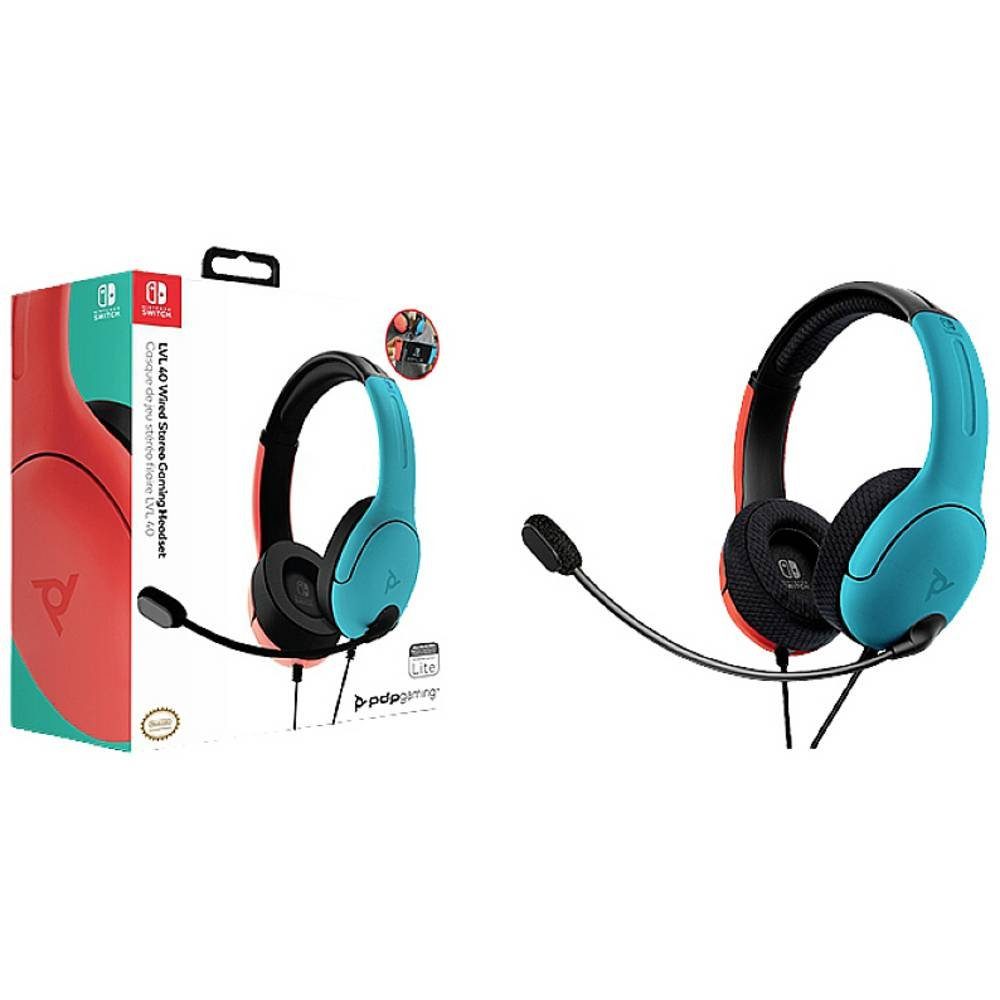 pdp Headset Stereo LVL40 / für Nintendo Switch Kopfhörer (Mikrofon-Stummschaltung)