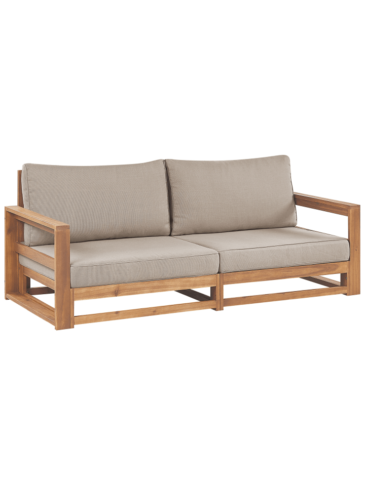 Beliani Gartensofa TIMOR in Heller Holzfarbton/Grau/Beige - (W) 184 x (H) 72 x (L) 75 cm günstig kaufen onesize