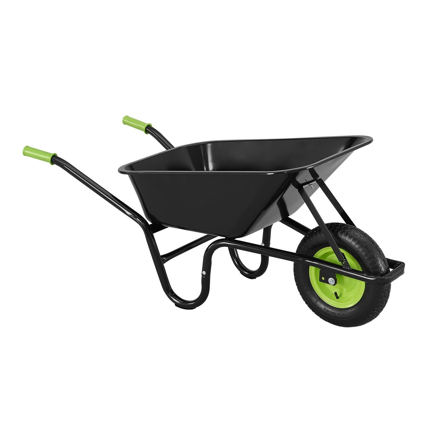 Juskys Schubkarre Garden, 100L, bis 210 kg, Luftreifen, verzinkte Wanne, inkl. Handschuhe